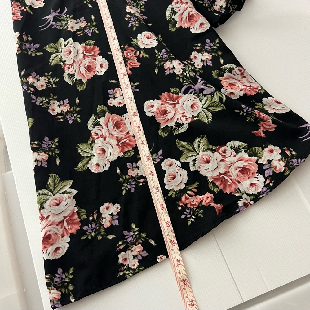 You + All Floral Top with Tie Black & Pink Flared Bell Sleeve Plus Size 20 - Picture 7 of 7